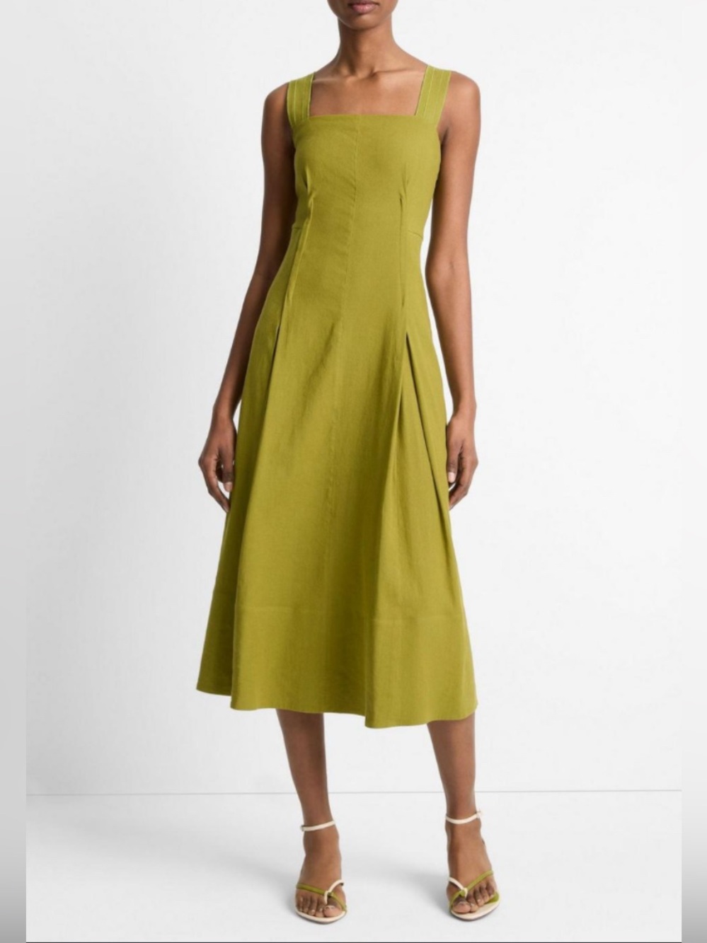 VINCE // Linen Blend Square-Neck Dress 6
